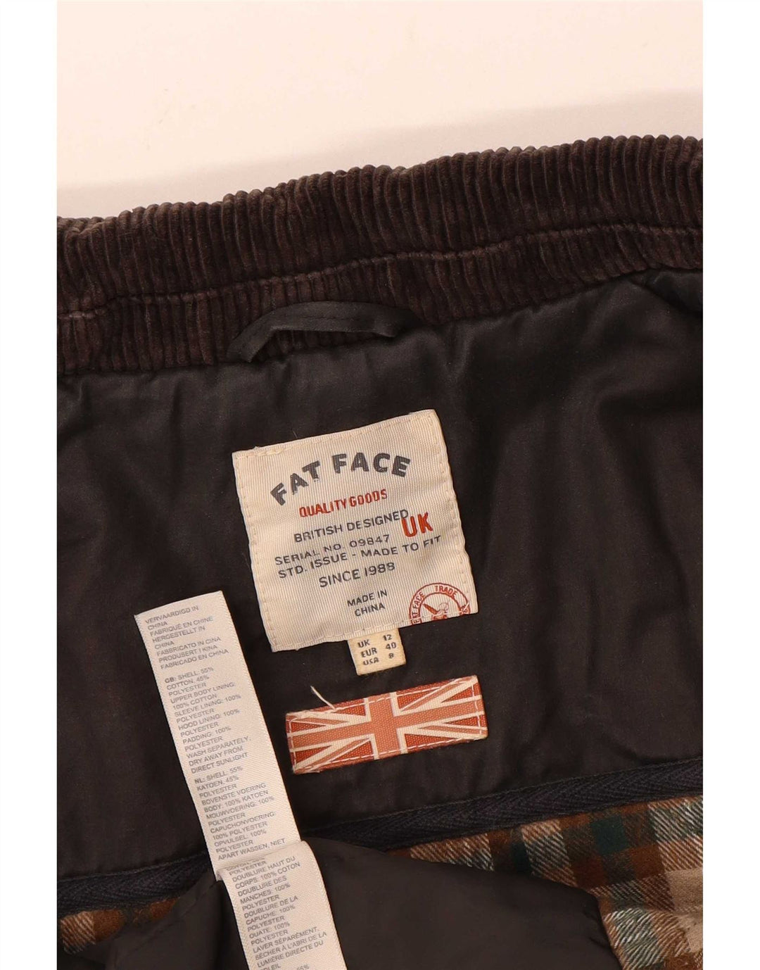 Pardesiu pentru femei Fat Face din bumbac cerat UK 12 Medium Black