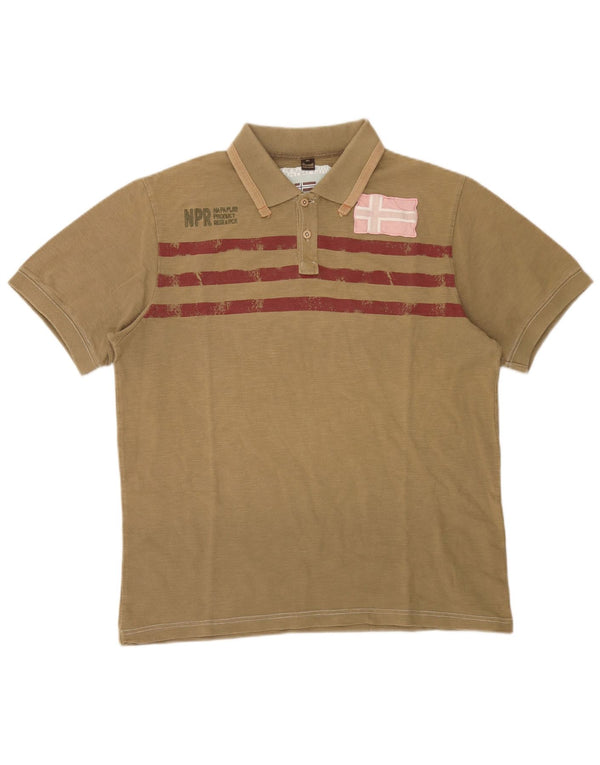 Tricou polo pentru bărbați Napapijri XL Kaki Bumbac color bloc