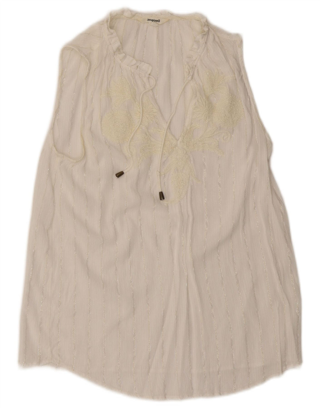Bluză fără mâneci cu grafică Desigual pentru femei UK 12 Medium White Striped