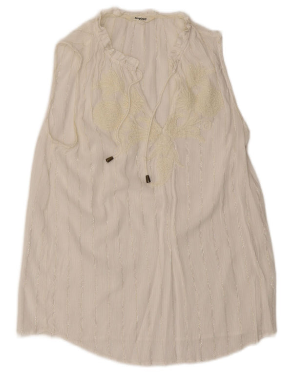 Bluză fără mâneci cu grafică Desigual pentru femei UK 12 Medium White Striped
