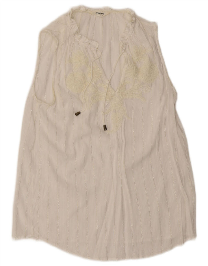 Bluză fără mâneci cu grafică Desigual pentru femei UK 12 Medium White Striped