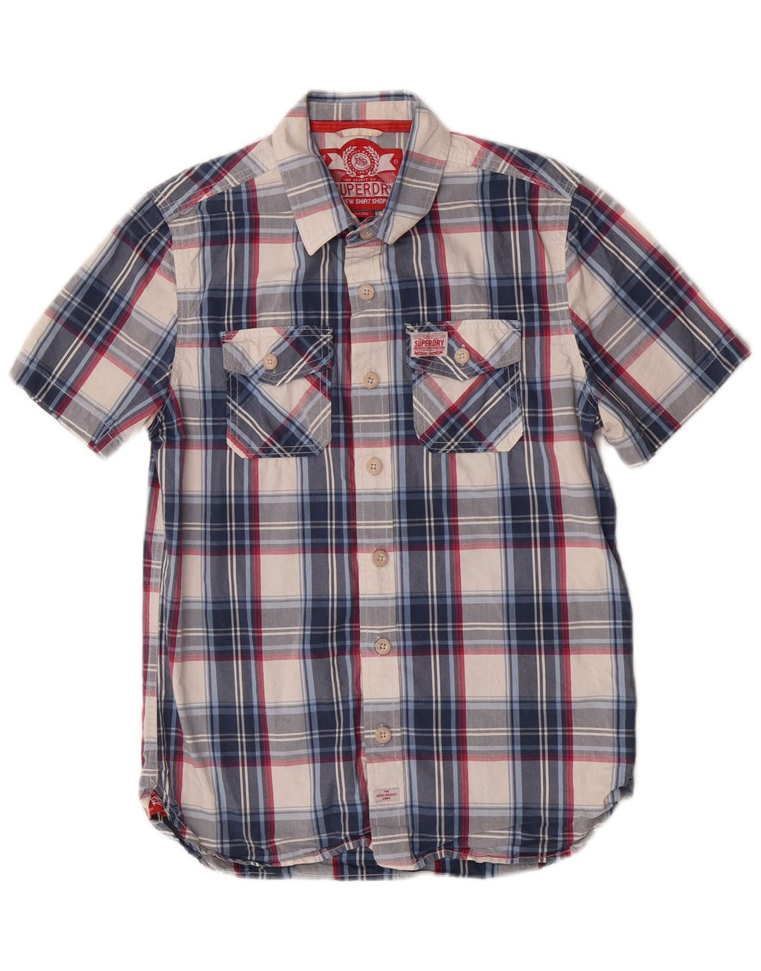 Cămașă cu mânecă scurtă pentru bărbați Superdry, bumbac cu carouri albastre mari