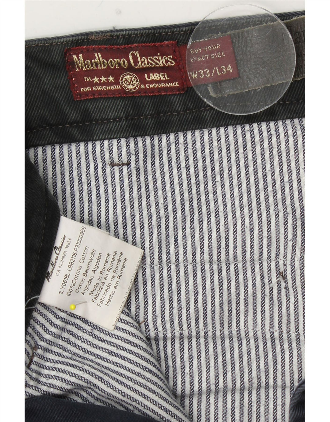 MARLBORO CLASSICS Pantaloni chino drepți pentru bărbați L33 L28 Bumbac bleumarin