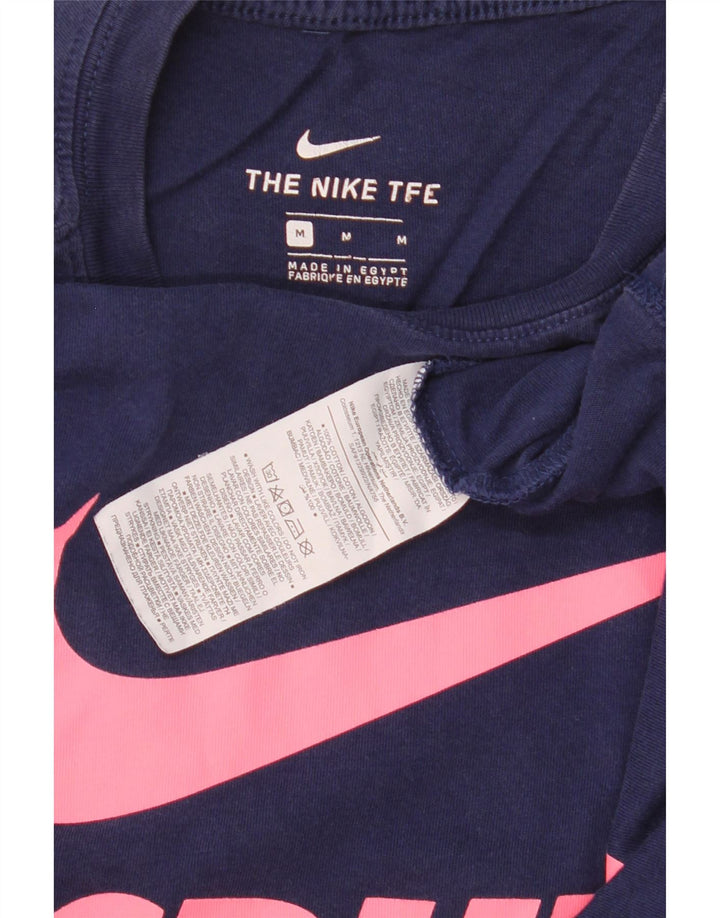 Tricou grafic Nike pentru bărbați Top mediu din bumbac bleumarin
