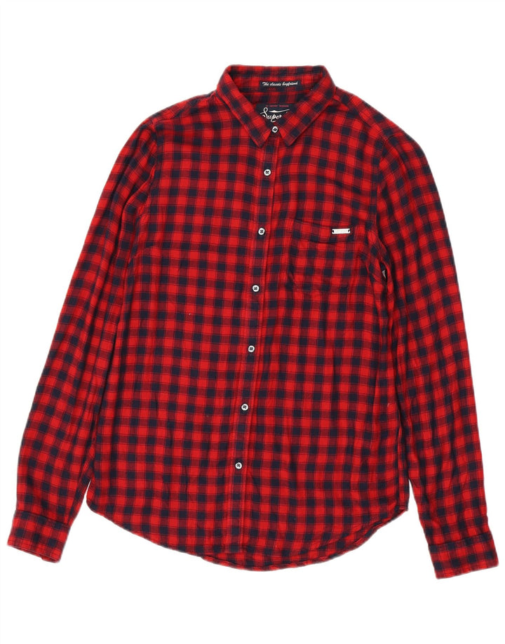 Cămașă de flanel pentru femei SUPERDRY UK 6 XS Red Check Viscose