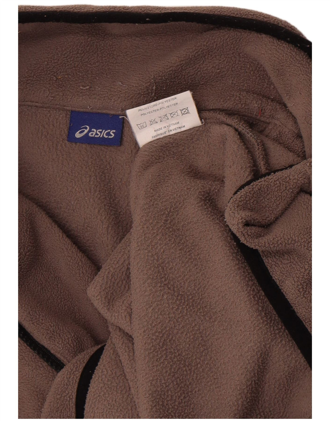 Pulover Asics pentru bărbați, cu fermoar și gât, din poliester maro mare