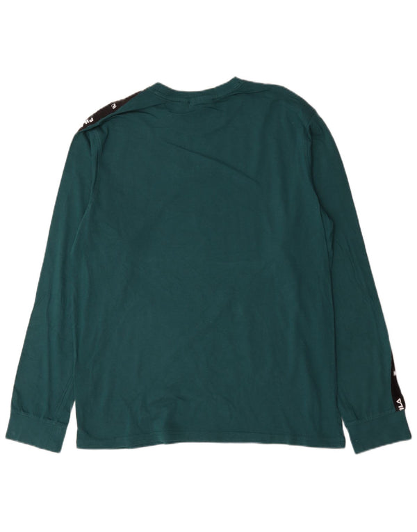 Top grafic pentru bărbați Fila cu mânecă lungă, mare, verde, color block, bumbac