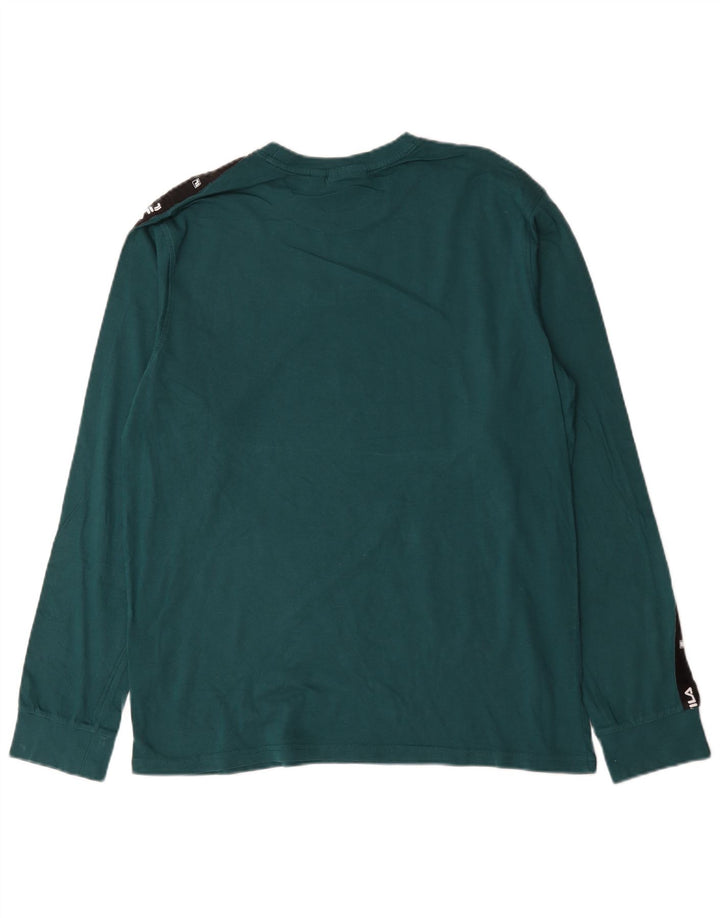 Top grafic pentru bărbați Fila cu mânecă lungă, mare, verde, color block, bumbac