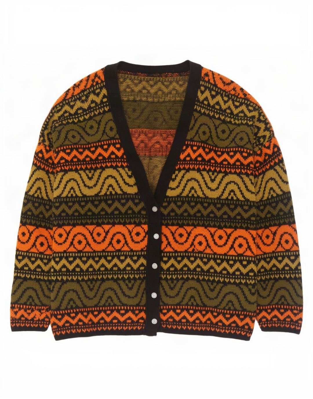 Pulover cardigan supradimensionat vintage pentru femei UK 18 XL multicolor geometric