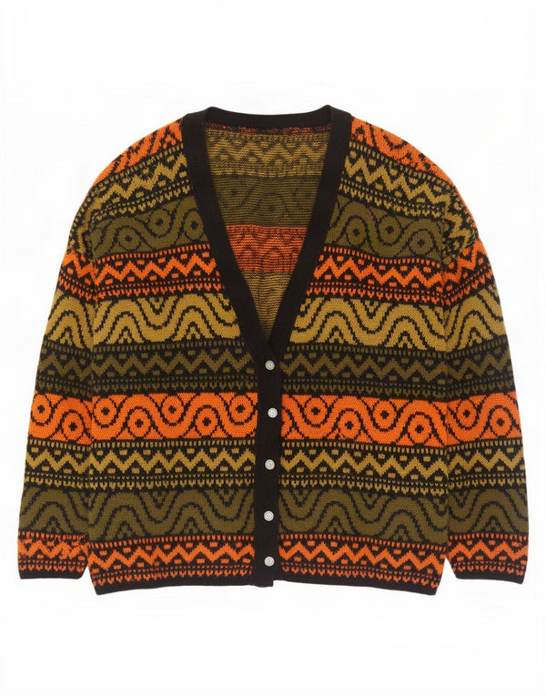 Pulover cardigan supradimensionat vintage pentru femei UK 18 XL multicolor geometric