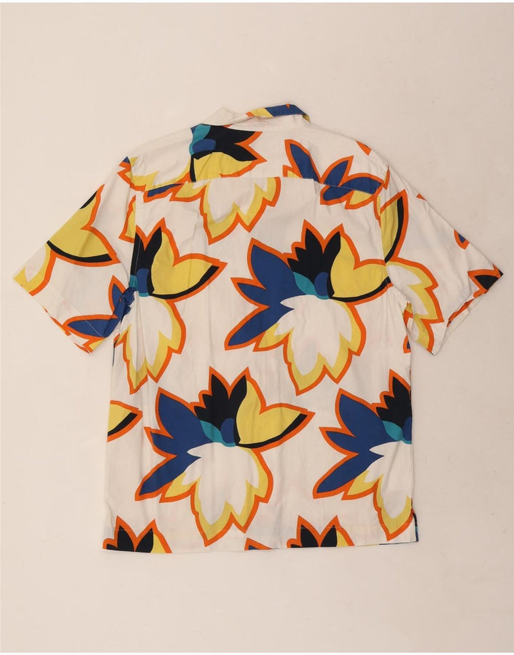 Cămașă cu mânecă scurtă pentru bărbați Penguin, alb, floral, mediu