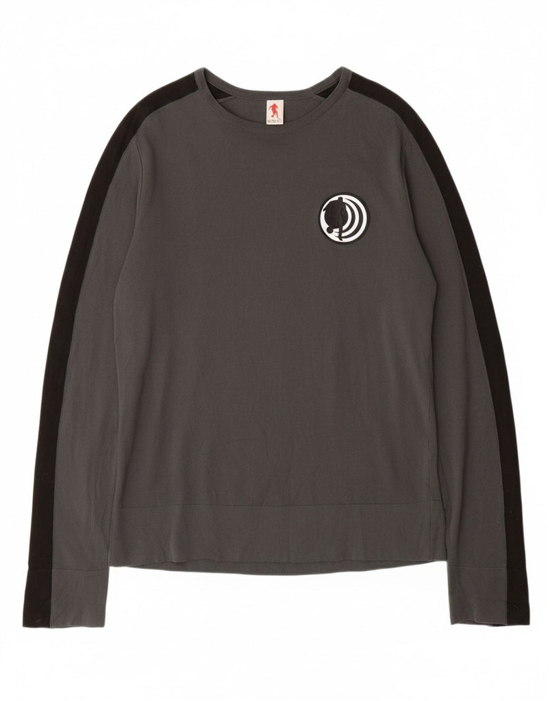 BIKKEMBERGS Womens Boat Neck Jumper Sweater UK 14 Medium Grey Colourblock Vintage Bikkembergs and Second-Hand Bikkembergs from Messina Hembry 