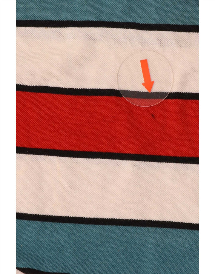Tricou polo Lacoste pentru bărbați, mărimea 4, bumbac cu dungi multicolore medii