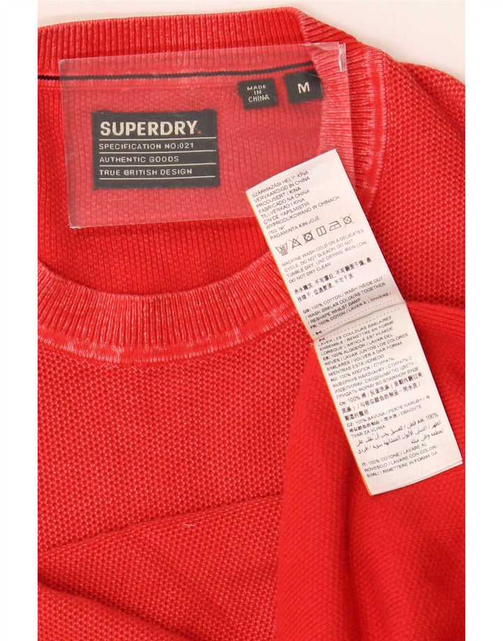 Pulover Superdry pentru bărbați cu gât roșu mediu din bumbac