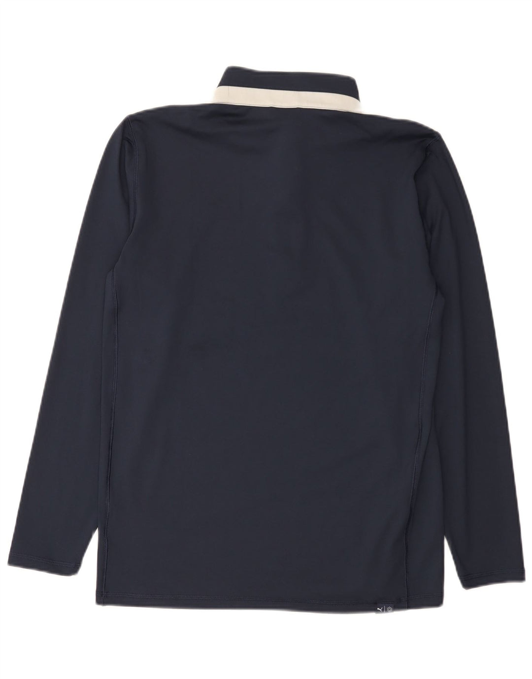 Tricou Puma pentru bărbați, cu fermoar, cu gât, cu mânecă lungă, mediu, bleumarin, poliester color bloc