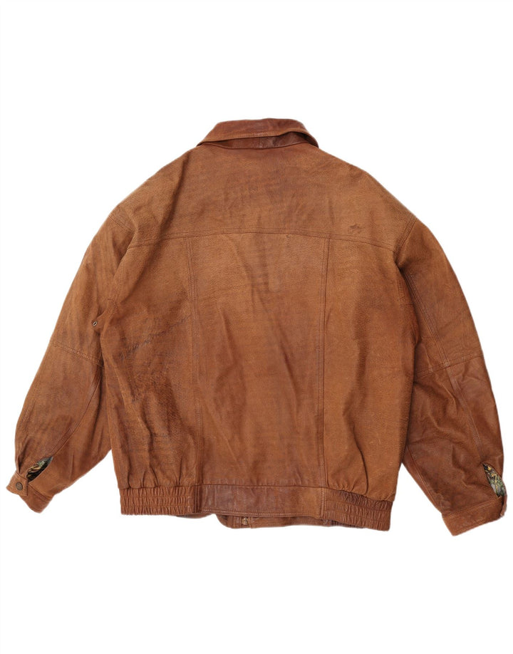 Jachetă de piele vintage pentru bărbați UK 42 XL din piele maro