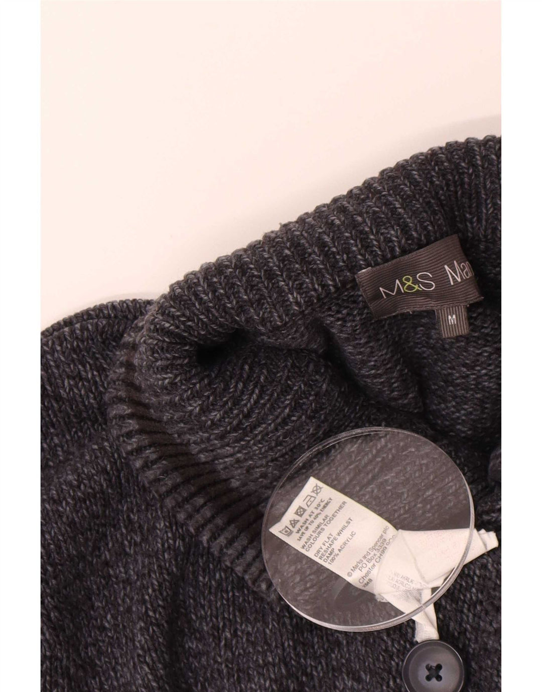 Pulover pentru bărbați Marks & Spencer, cu nasturi, cu gât, mijlociu, albastru marin pătat