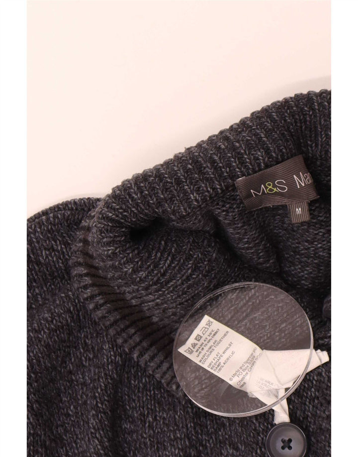 Pulover pentru bărbați Marks & Spencer, cu nasturi, cu gât, mijlociu, albastru marin pătat