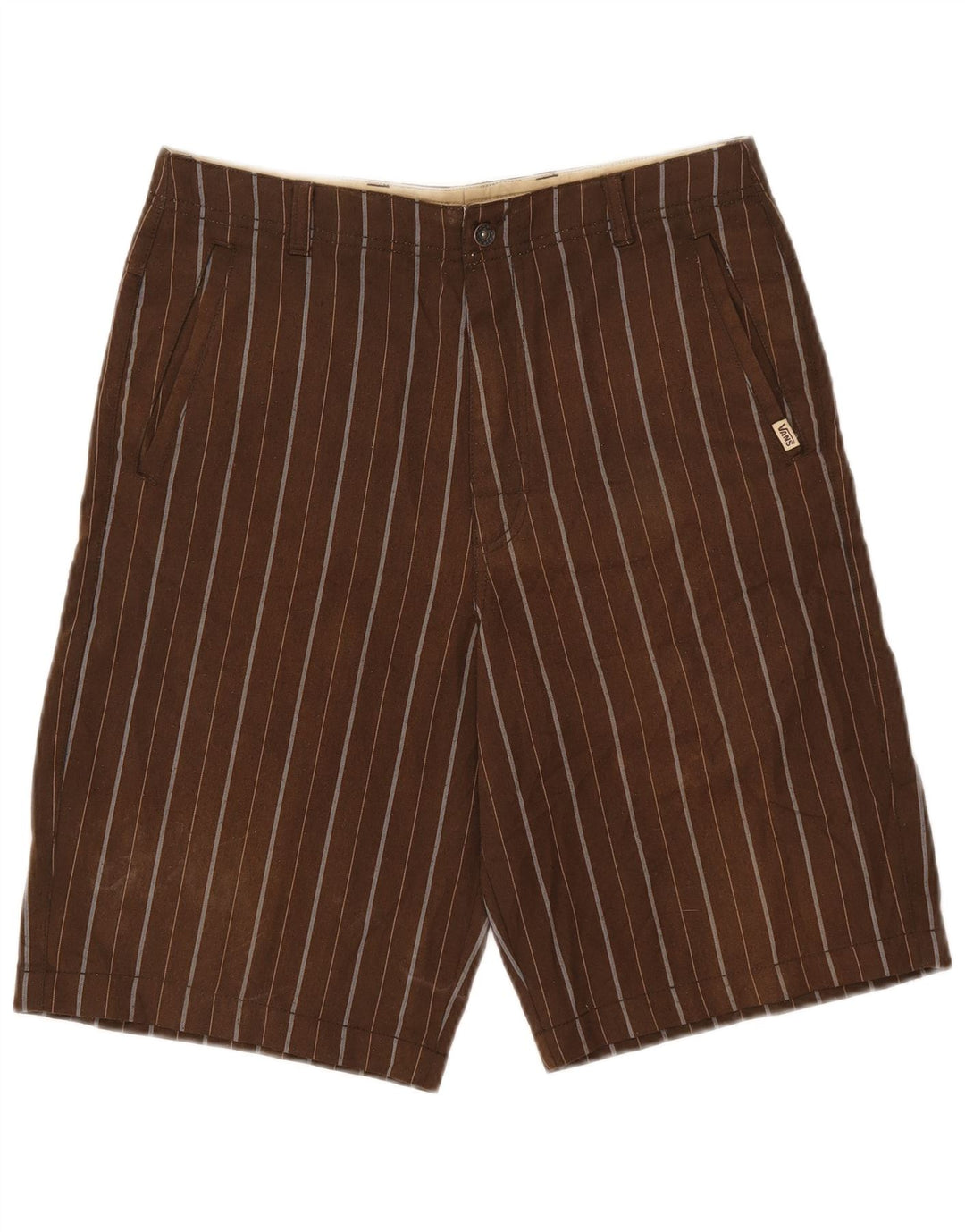 Pantaloni scurți chino pentru bărbați Vans W28, poliester cu dungi maro mici