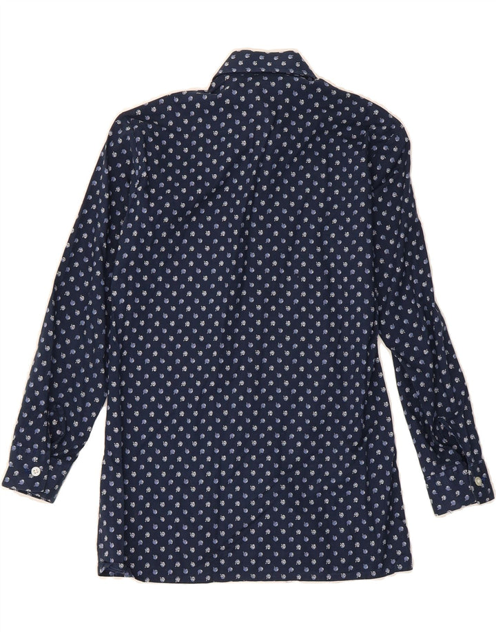 BAUMWOLLE  Boys Shirt 10-11 Years Navy Blue Spotted Cotton Vintage Baumwolle and Second-Hand Baumwolle from Messina Hembry 