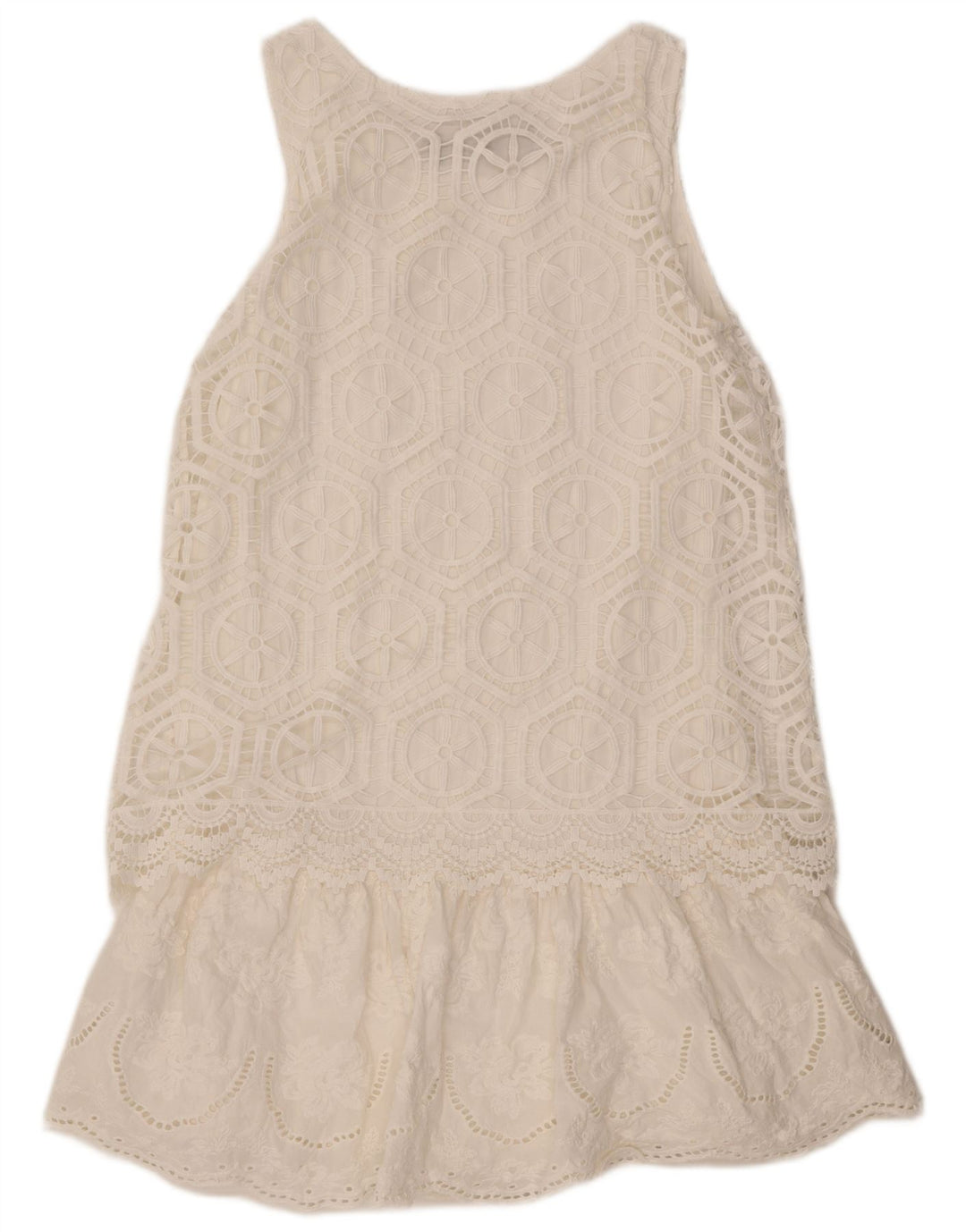 DESIGUAL Womens Sleeveless Basic Dress EU 44 XL White Floral Polyester