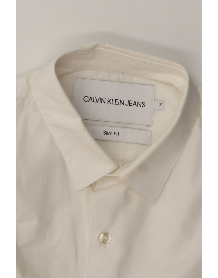 Cămașă Slim Fit CALVIN KLEIN JEANS pentru bărbați, albă, mică