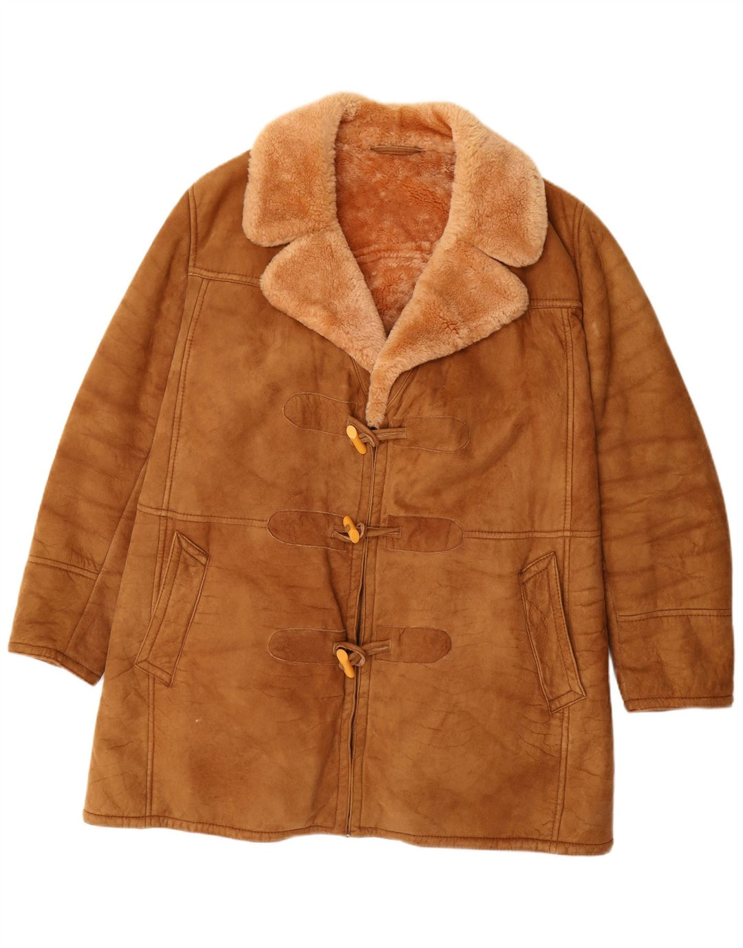 Jachetă din shearling pentru bărbați VINTAGE UK 40 mare maro