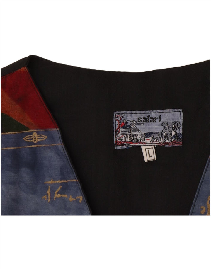 Vestă vintage pentru bărbați cu model abstract, albastru mare