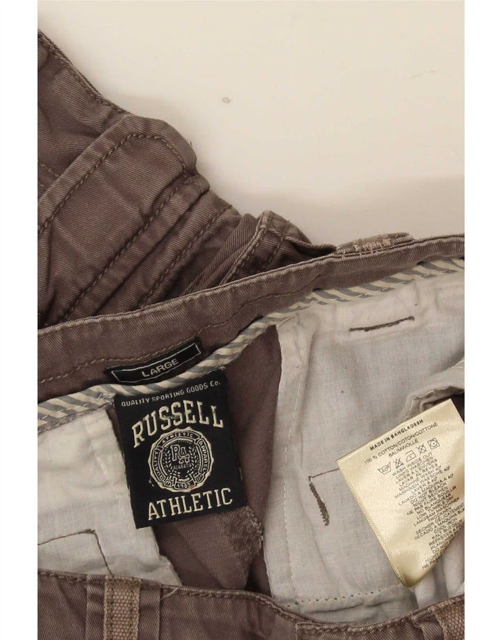 Pantaloni scurți cargo Russell Athletic pentru bărbați, mari W34, bumbac gri