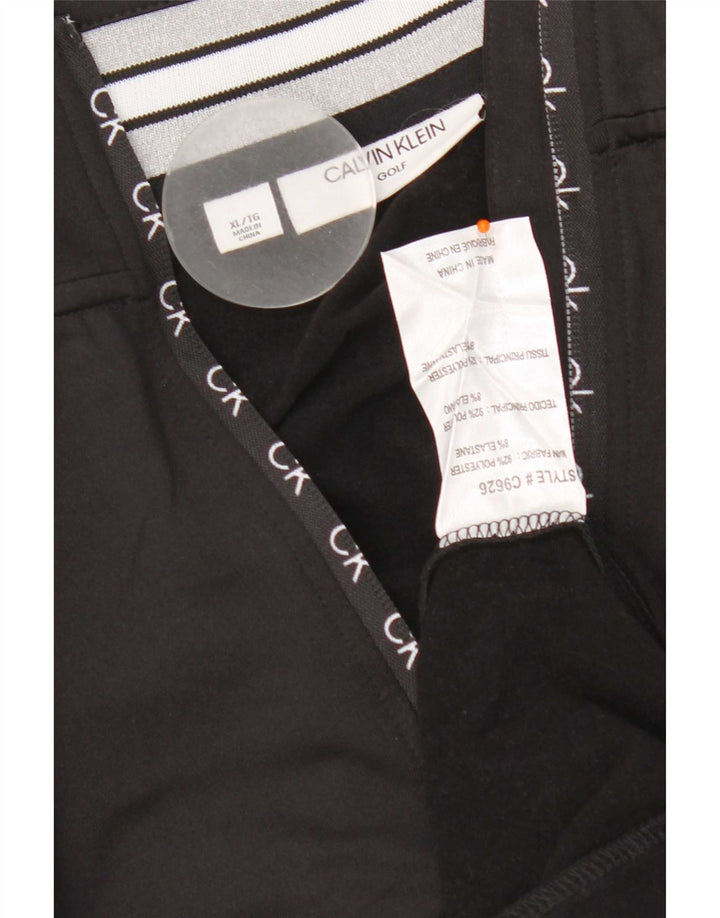 Top de trening Calvin Klein pentru bărbați, cu fermoar și gât, poliester negru