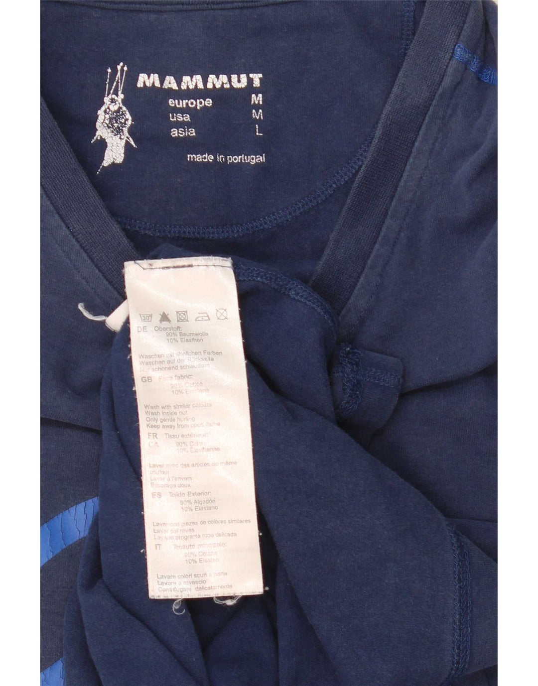 Top grafic pentru bărbați Mammut cu mânecă lungă, bumbac albastru mediu