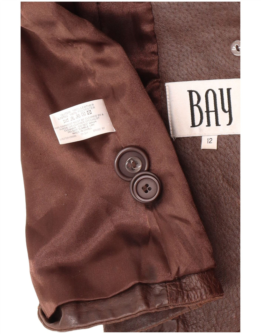 Jachetă de piele Bay pentru femei UK 12 Medium Brown Leather Classic