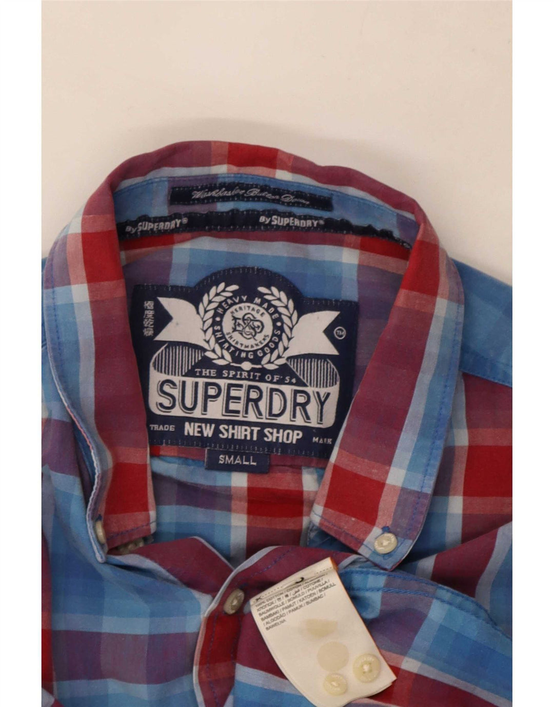Cămașă pentru bărbați Superdry din bumbac cu carouri albastre mici