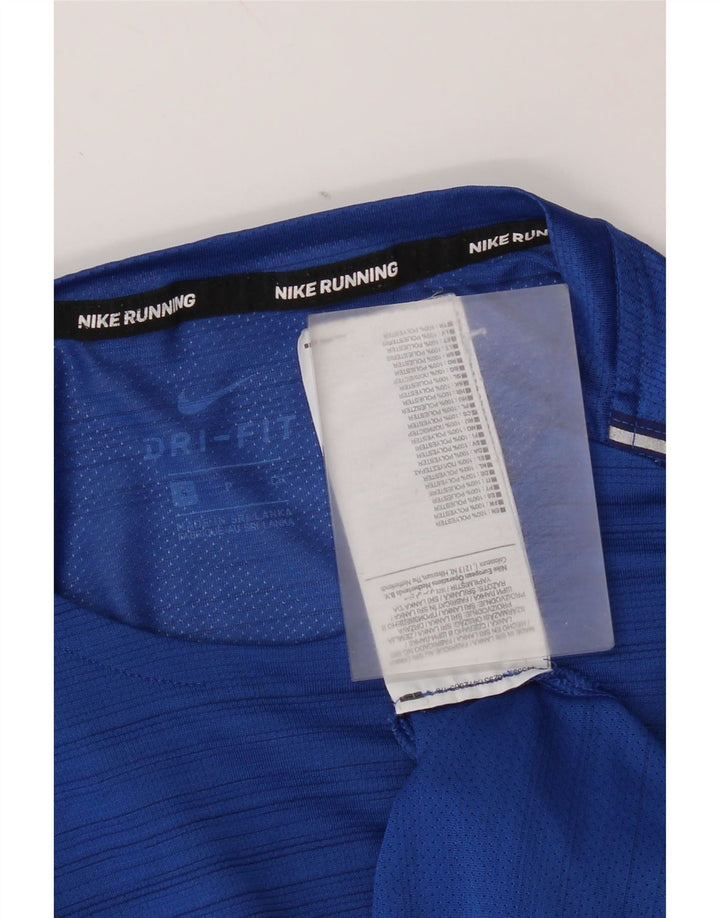 Tricou Nike Dri Fit pentru bărbați Top mic, albastru, poliester cu dungi