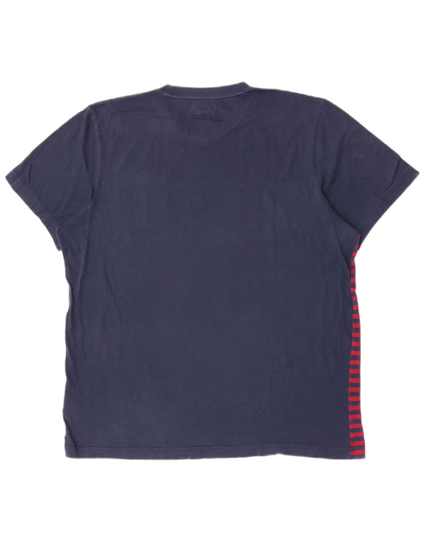Tricou pentru bărbați Adidas Top mare, albastru bleumarin, bumbac cu dungi