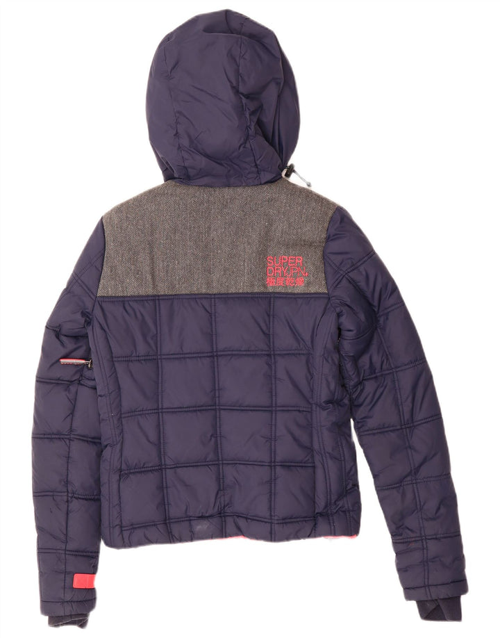Jachetă de schi cu glugă supradimensionată Superdry pentru femei UK 6 XS poliester bleumarin