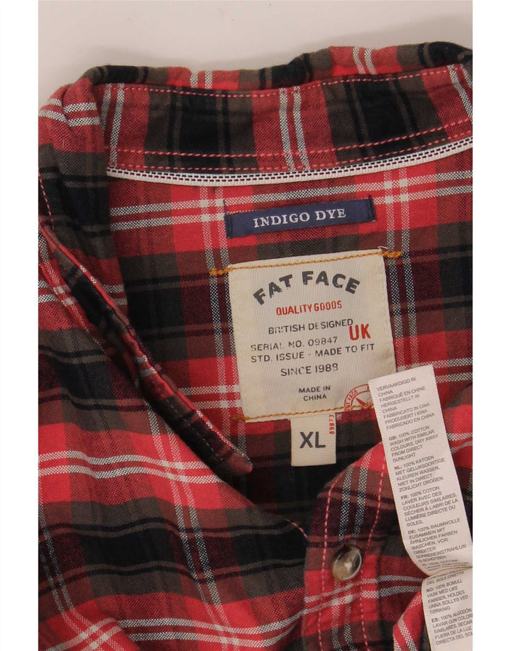 Cămașă de flanel pentru bărbați Fat Face XL, bumbac cu carouri roșii