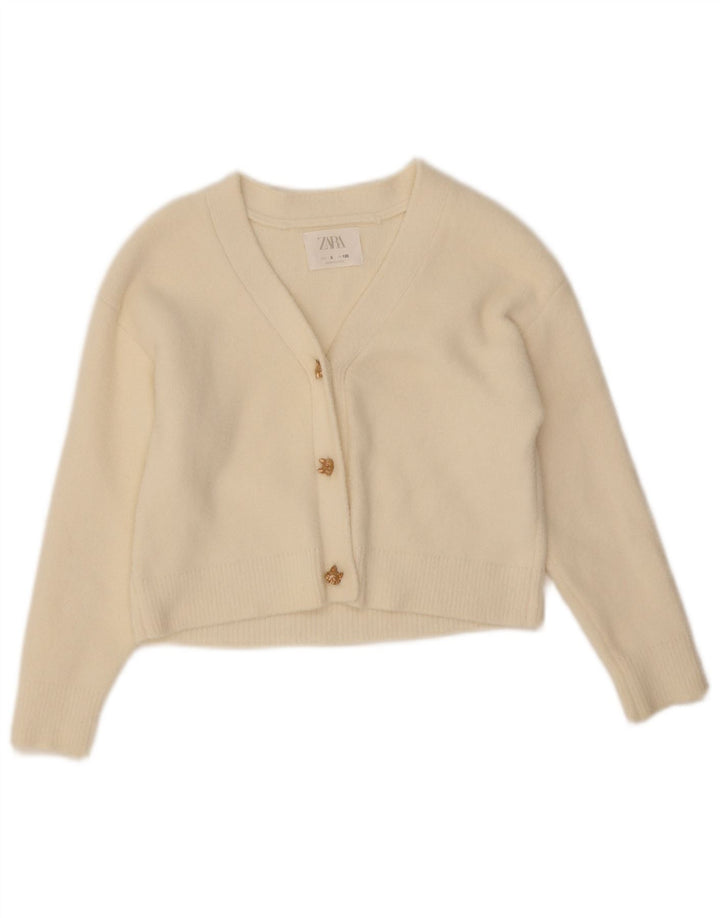 Pulover cardigan pentru fete Zara 7-8 ani alb