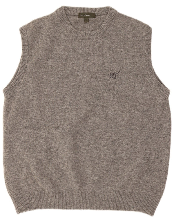 Henry Cottons Mens Vest Tank Top Large Gri Lână virgină