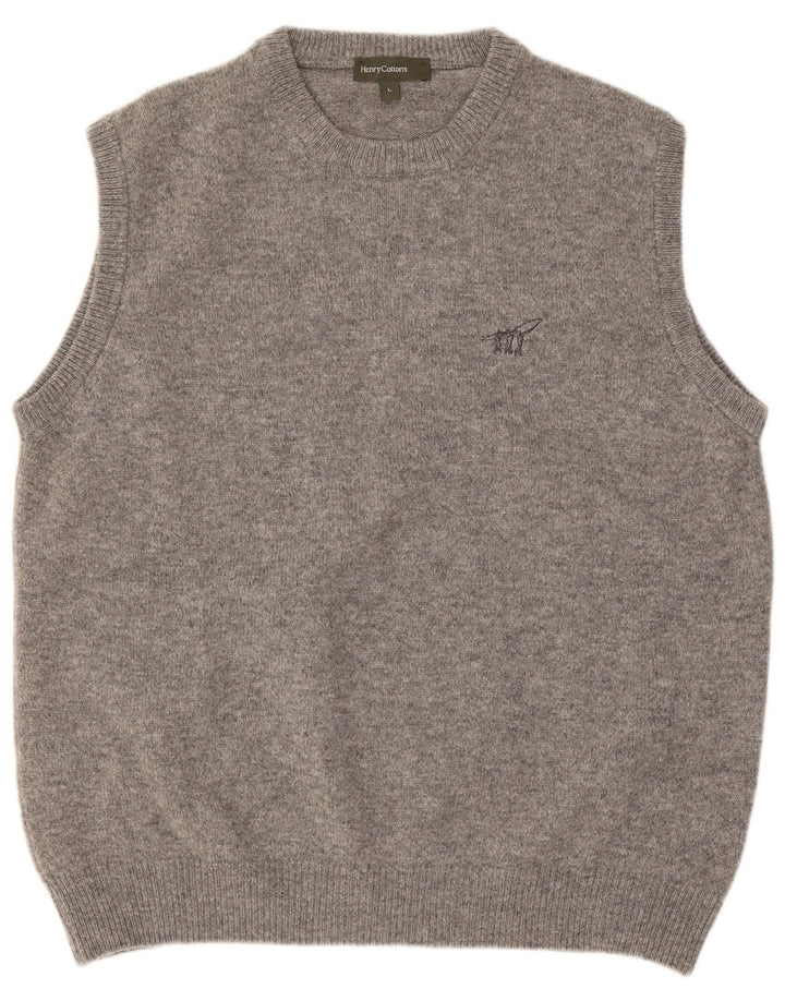 Henry Cottons Mens Vest Tank Top Large Gri Lână virgină
