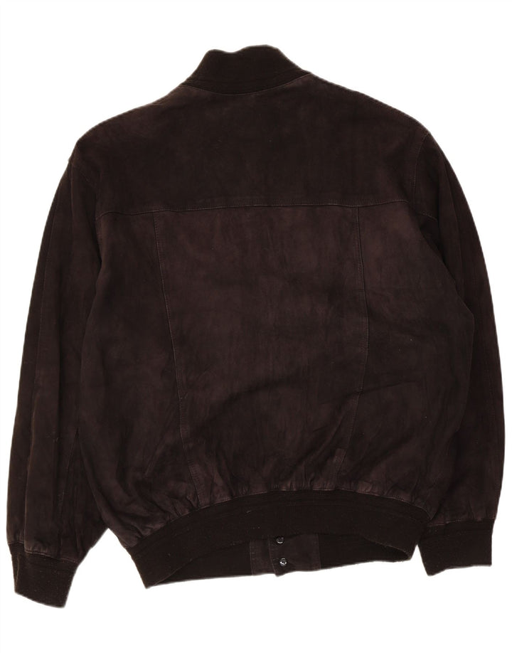 Jachetă Bomber Vintage pentru bărbați din piele intoarsa IT 52 XL din piele neagră