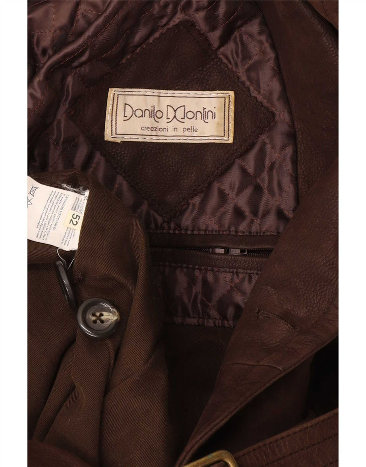 Vintage pentru bărbați haină din piele la două piept IT 52 XL maro