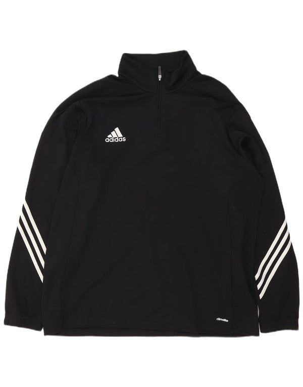 Adidas pentru bărbați Climalite Zip Neck Pullover Trening Top 2XL Negru Poliester