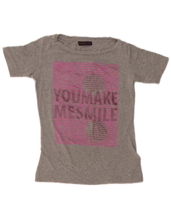 Tricou grafic Trussardi Jeans pentru femei Top UK 10 Small Grey Bumbac
