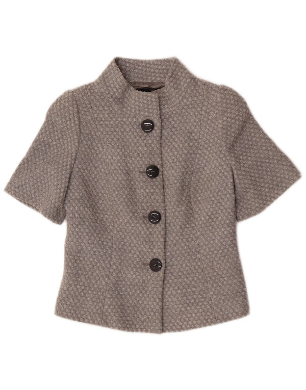 Jachetă Bolero Benetton pentru femei cu mânecă scurtă IT 38 XS, gri acrilic cu pături