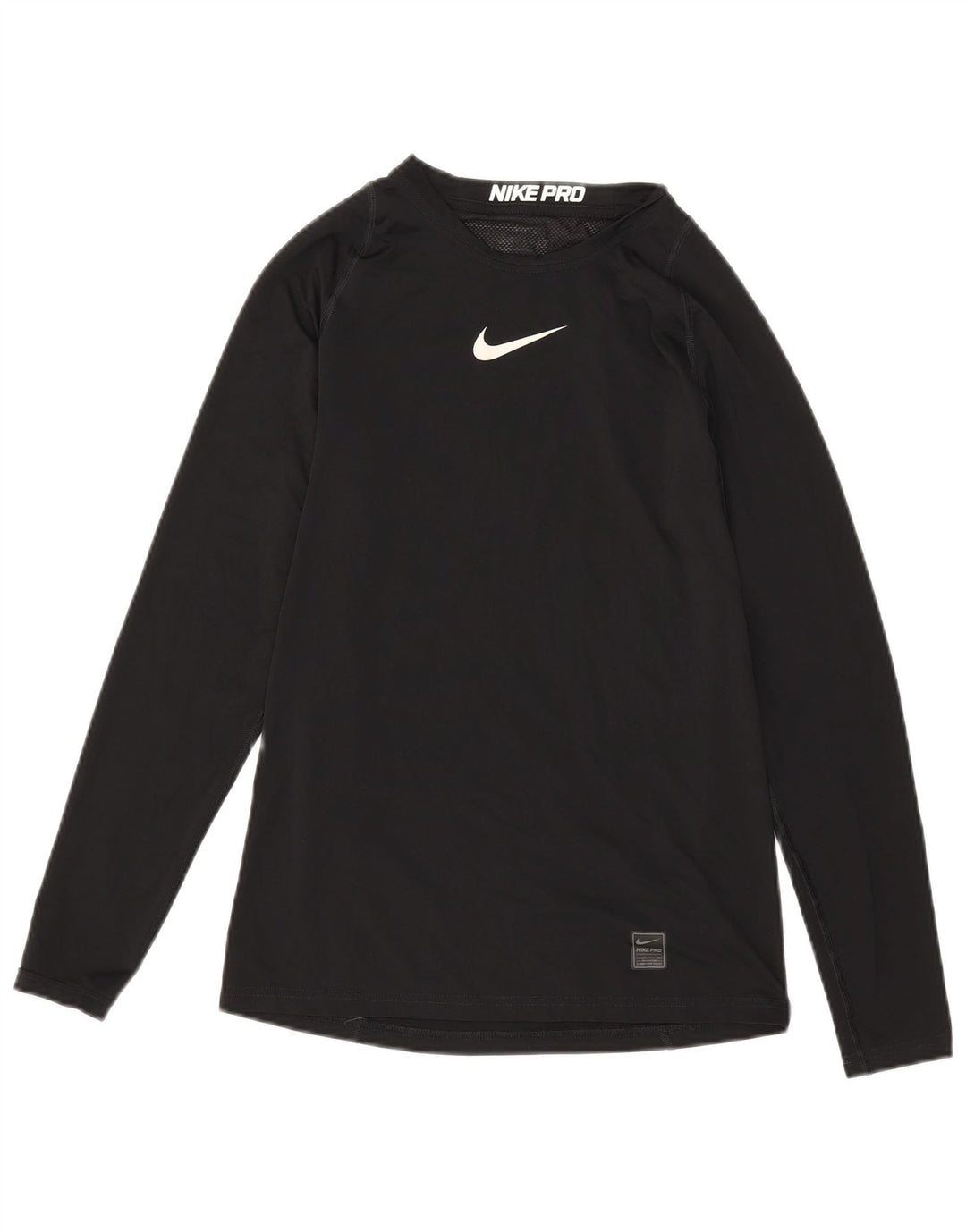 Top grafic Nike Dri Fit pentru bărbați cu mânecă lungă, poliester negru mic