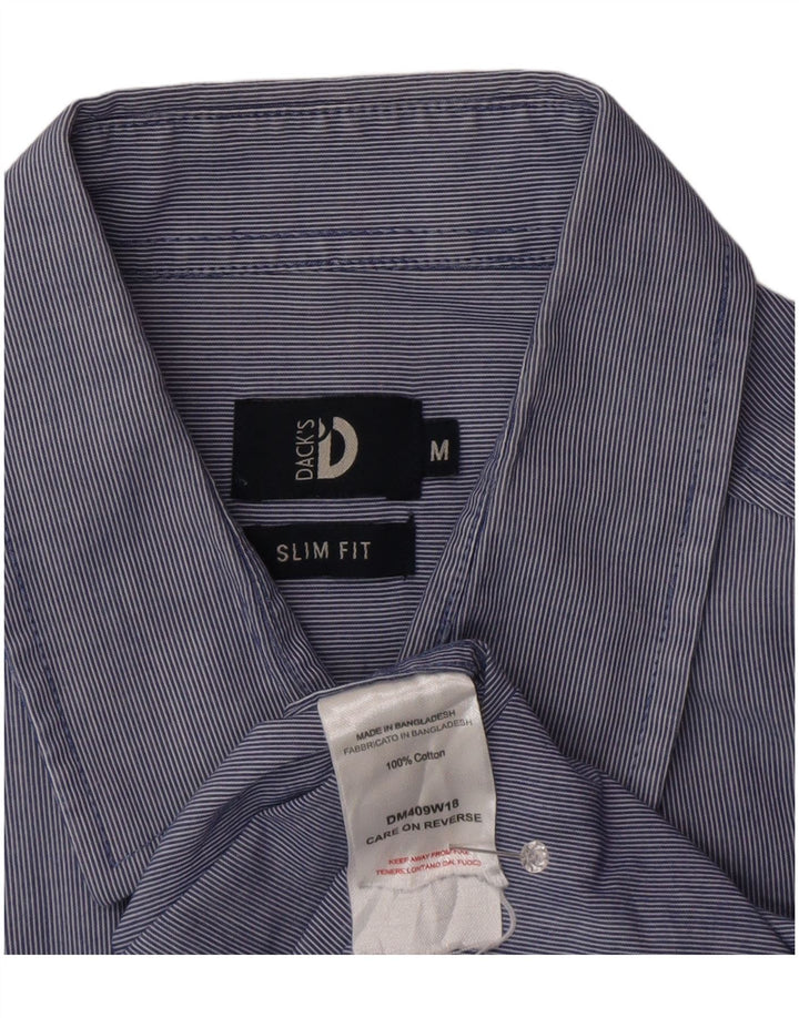 Cămașă pentru bărbați Dack's Slim Fit, bumbac cu dungi albastre medii