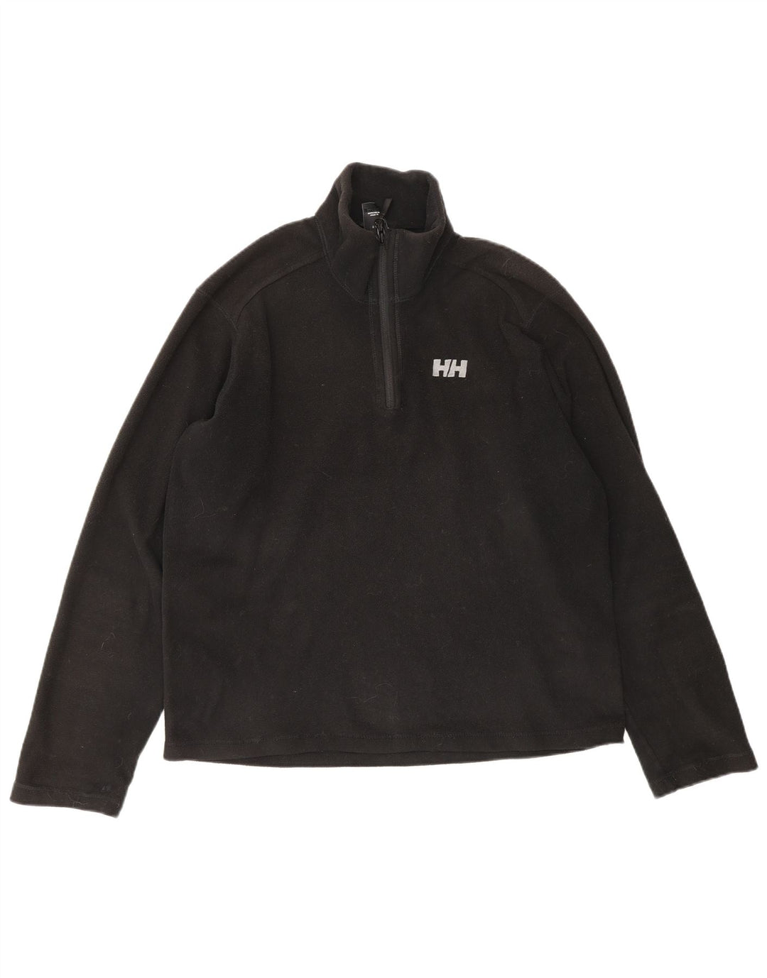 HELLY HANSEN Mens Petite Zip Neck Fleece Jumper Small Black Polyester