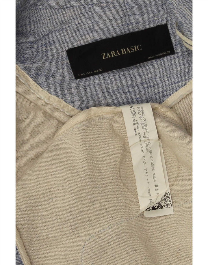 Jachetă blazer deschisă pentru femei Zara UK 14, mare, albastru, acetat