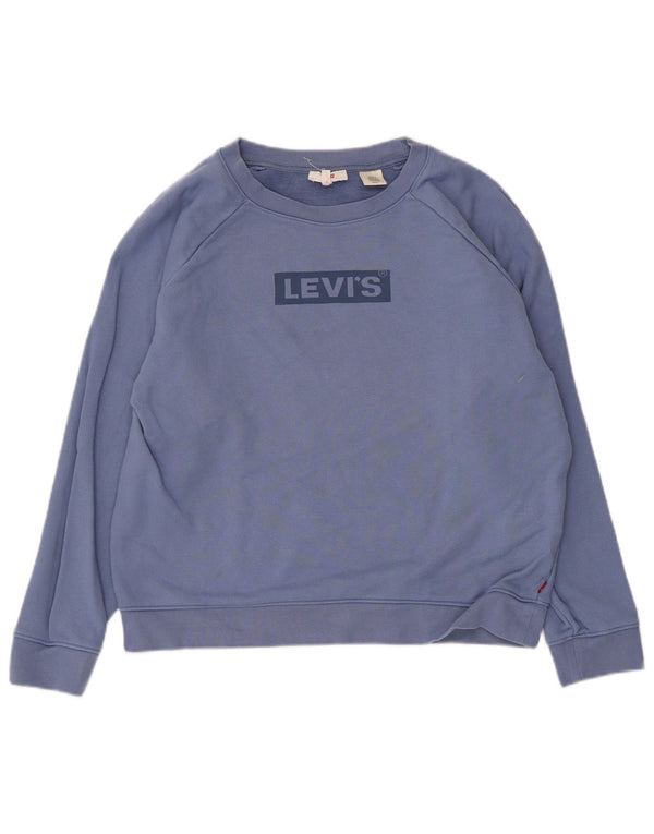 Levi's Pulover supradimensionat cu grafic pentru femei UK 10 Bumbac albastru mic